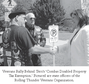 Veterans Rally Behind Terri’s ‘Combat Disabled Property Tax Exemption.’ Pictured are state officers of the Rolling Thunder Veterans Organization.